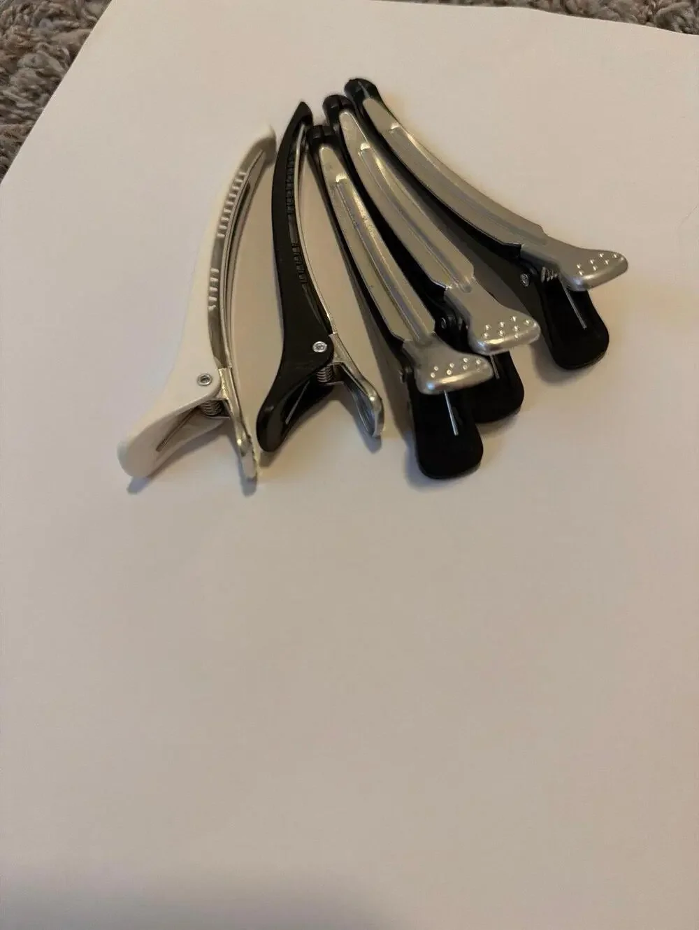 Set of 5 Black Silver White Hair Clips